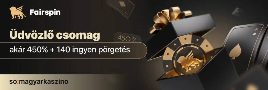 Fairspin udvozlo csomag – 450% + 140 ingyenes porgetes